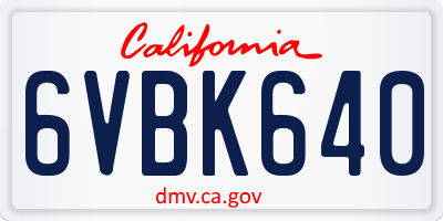 CA license plate 6VBK640