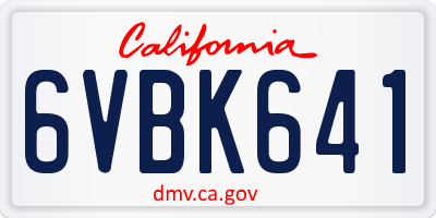 CA license plate 6VBK641