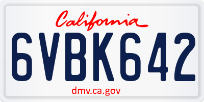 CA license plate 6VBK642