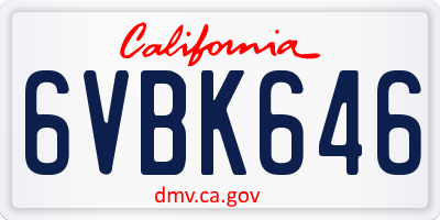 CA license plate 6VBK646