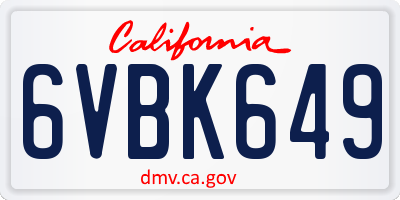 CA license plate 6VBK649