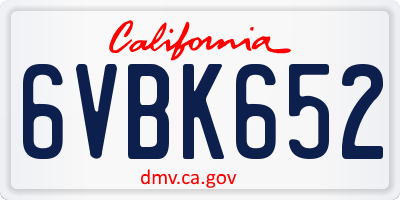 CA license plate 6VBK652
