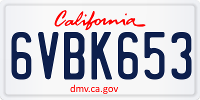 CA license plate 6VBK653