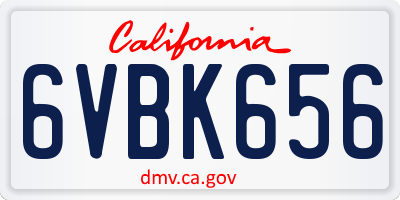CA license plate 6VBK656
