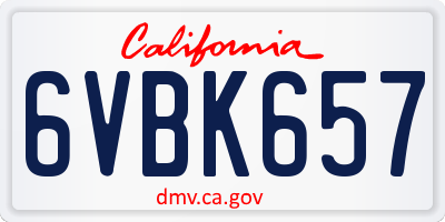 CA license plate 6VBK657