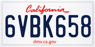 CA license plate 6VBK658