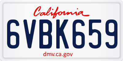 CA license plate 6VBK659