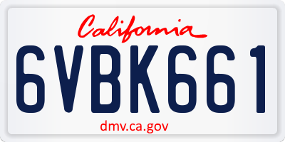 CA license plate 6VBK661