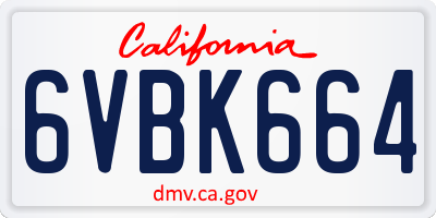 CA license plate 6VBK664