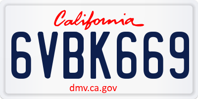 CA license plate 6VBK669