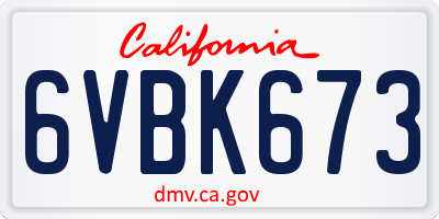 CA license plate 6VBK673