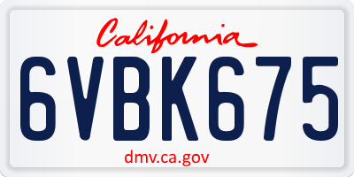 CA license plate 6VBK675