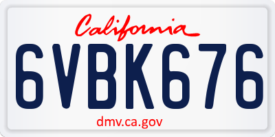 CA license plate 6VBK676