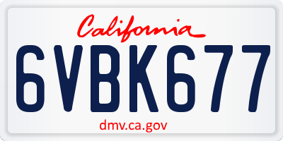 CA license plate 6VBK677