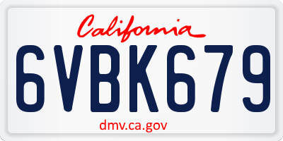 CA license plate 6VBK679