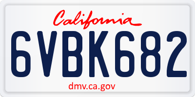 CA license plate 6VBK682