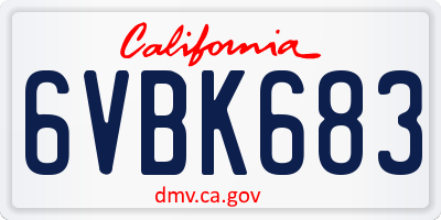 CA license plate 6VBK683