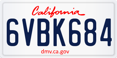 CA license plate 6VBK684
