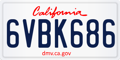 CA license plate 6VBK686