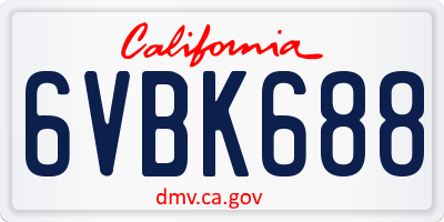 CA license plate 6VBK688