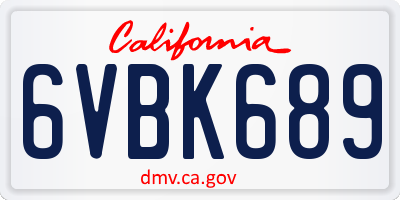 CA license plate 6VBK689