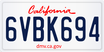 CA license plate 6VBK694