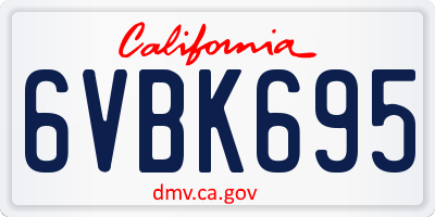 CA license plate 6VBK695