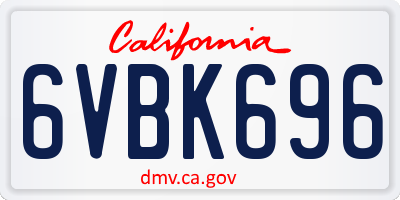 CA license plate 6VBK696
