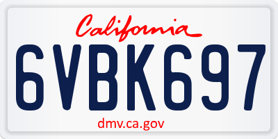 CA license plate 6VBK697