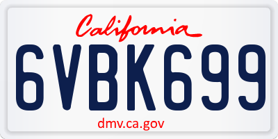 CA license plate 6VBK699