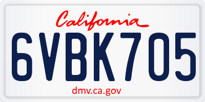 CA license plate 6VBK705