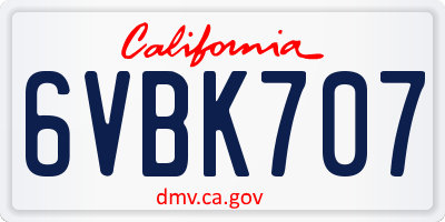 CA license plate 6VBK707