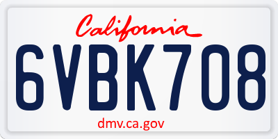 CA license plate 6VBK708