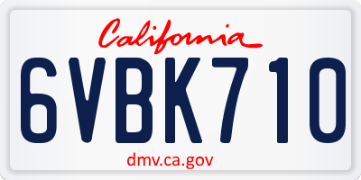 CA license plate 6VBK710
