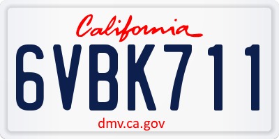 CA license plate 6VBK711