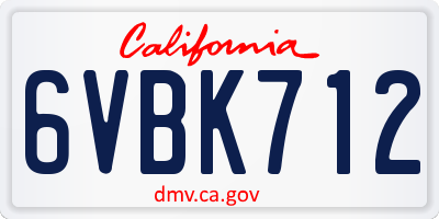 CA license plate 6VBK712