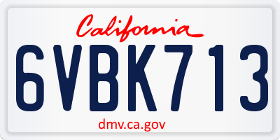 CA license plate 6VBK713