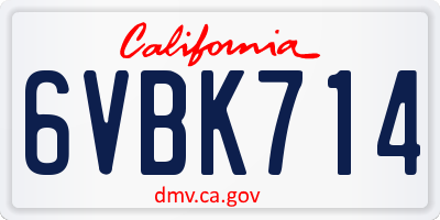 CA license plate 6VBK714