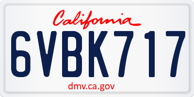 CA license plate 6VBK717