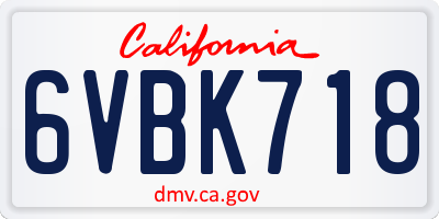 CA license plate 6VBK718
