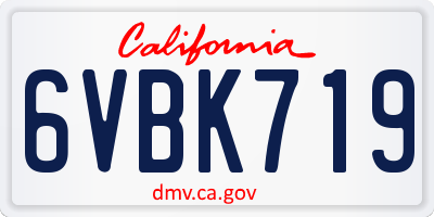 CA license plate 6VBK719