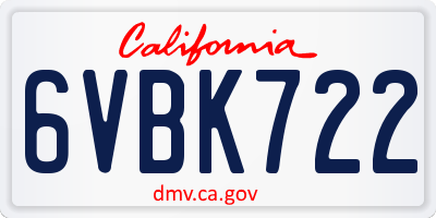 CA license plate 6VBK722