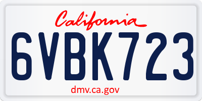 CA license plate 6VBK723