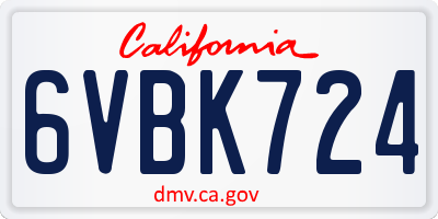 CA license plate 6VBK724