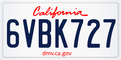 CA license plate 6VBK727