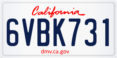 CA license plate 6VBK731