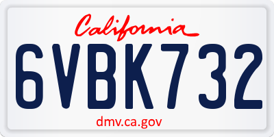 CA license plate 6VBK732