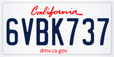 CA license plate 6VBK737
