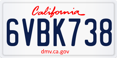 CA license plate 6VBK738