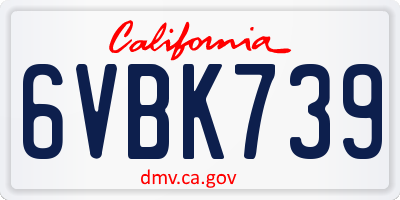 CA license plate 6VBK739